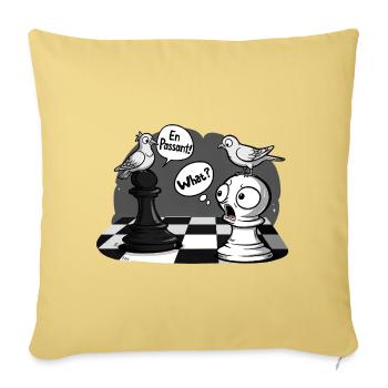 Chess shirt En Passant Laughing Pawn Tee - Throw Pillow Cover 17.5” x 17.5” - washed yellow - Front