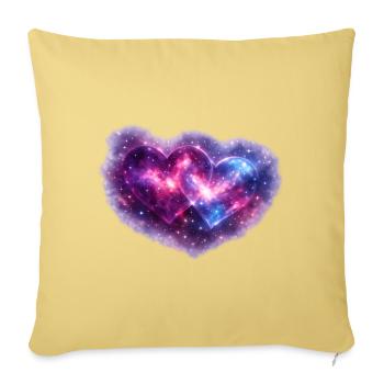 Cosmic Heart Nebula Duo - Throw Pillow Cover 17.5” x 17.5” - washed yellow - Front