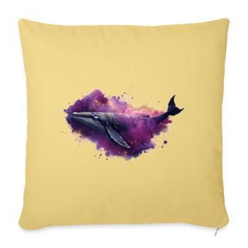 Cosmic Whale in Watercolor Nebula - Throw Pillow Cover 17.5” x 17.5” - washed yellow - Front