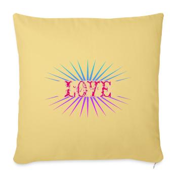 Love Burst Neon Floral Type - Throw Pillow Cover 17.5” x 17.5” - washed yellow - Front