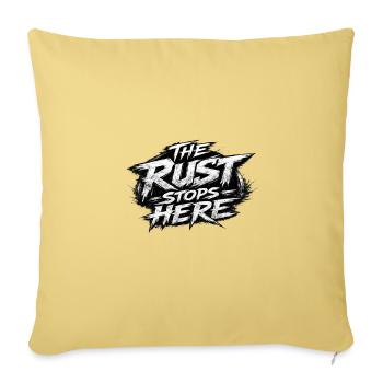 Rust Stops Here: Brushed Retro Script - Throw Pillow Cover 17.5” x 17.5” - washed yellow - Front