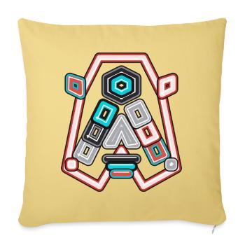 Neon Geometric Glyph Shield - Throw Pillow Cover 17.5” x 17.5” - washed yellow - Front