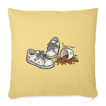 Coffee Spill Sneakers - Throw Pillow Cover 17.5” x 17.5” - washed yellow - Front