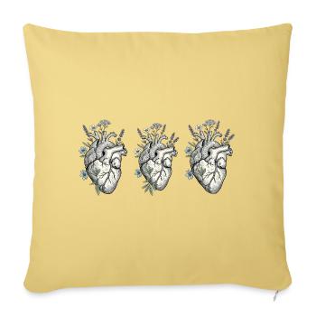 Anatomical Heart Bloom Tee: Botanical Nurse Shirts - Throw Pillow Cover 17.5” x 17.5” - washed yellow - Front