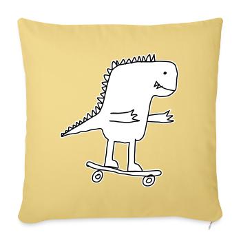 Cool Dino Skateboard Legend - Throw Pillow Cover 17.5” x 17.5” - washed yellow - Front