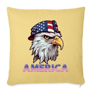 Patriotic Eagle Helmet - Throw Pillow Cover 17.5” x 17.5” - washed yellow - Front