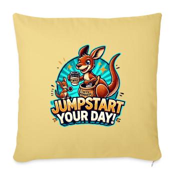 Jumpstart your day - Throw Pillow Cover 17.5” x 17.5” - washed yellow - Front