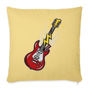 Red Electric Guitar Lightning Burst - Throw Pillow Cover 17.5” x 17.5” - washed yellow - Front