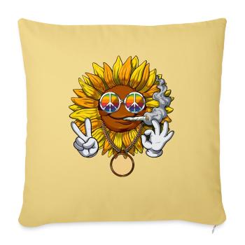Sunflower Hippie Stoner - Throw Pillow Cover 17.5” x 17.5” - washed yellow - Front