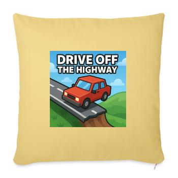 Drive Off The Highway Cartoon Car - Throw Pillow Cover 17.5” x 17.5” - washed yellow - Front