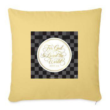 Gold Script John 3:16 Circle - Throw Pillow Cover 17.5” x 17.5” - washed yellow - Front