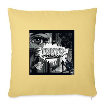 Tokyo Underground Noir - Throw Pillow Cover 17.5” x 17.5” - washed yellow - Front