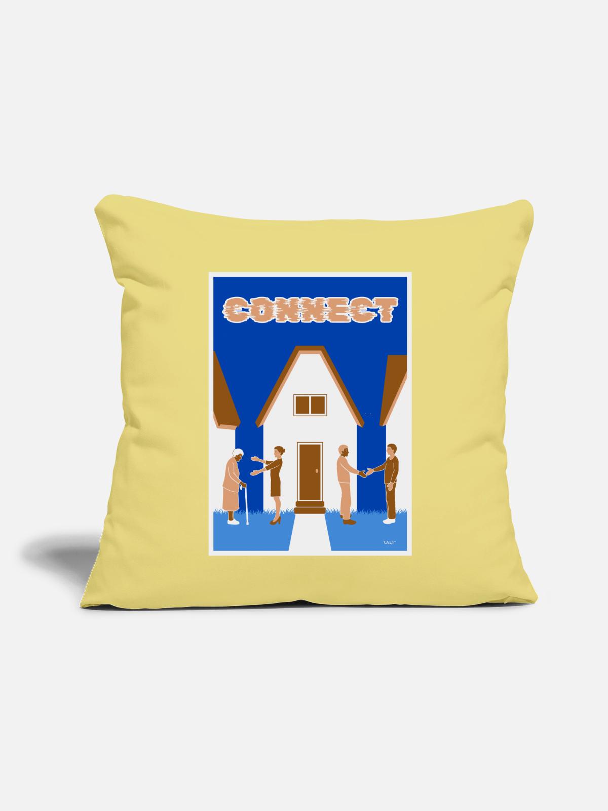 Connect - Throw Pillow Cover 17.5” x 17.5” - washed yellow - Front
