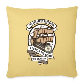 Great Ocean Adventure Ship - Throw Pillow Cover 17.5” x 17.5” - washed yellow - Front