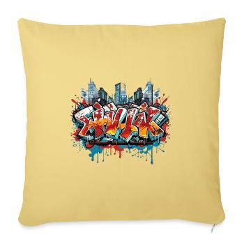 Spray Can Symphony unique Artistic Fashion - Throw Pillow Cover 17.5” x 17.5” - washed yellow - Front
