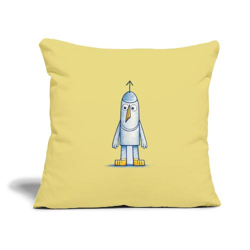 Funny Doodle Bird Character - Throw Pillow Cover 17.5” x 17.5”