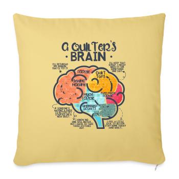Funny Quilter s Brain Quilt Quilting sewing - Throw Pillow Cover 17.5” x 17.5” - washed yellow - Front