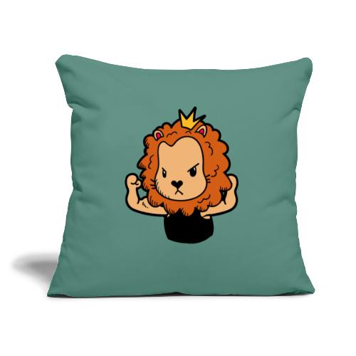 Cute Strong Lion Flexing Muscles - Throw Pillow Cover 17.5” x 17.5”