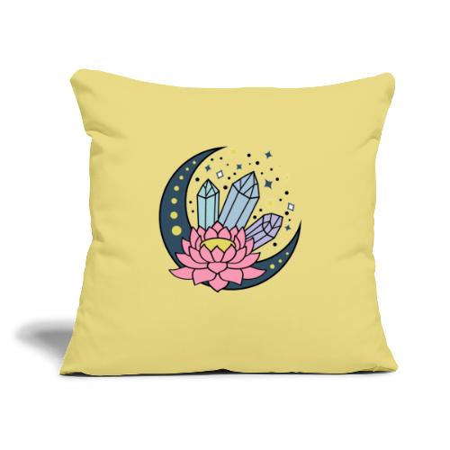 Half A Moon, Healing Crystals Lotus Flower - Throw Pillow Cover 17.5” x 17.5”