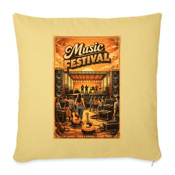 Music festival tees - Throw Pillow Cover 17.5” x 17.5” - washed yellow - Front