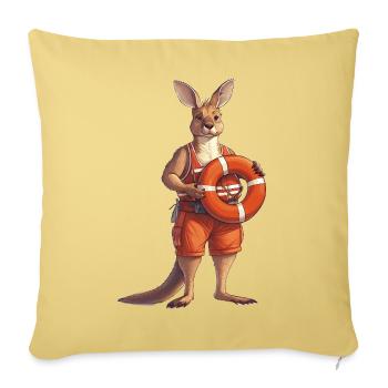 Lifeguard Kangaroo on Duty - Throw Pillow Cover 17.5” x 17.5” - washed yellow - Front