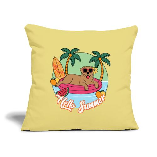 Hello Summer Golden Retriever Fun - Throw Pillow Cover 17.5” x 17.5”