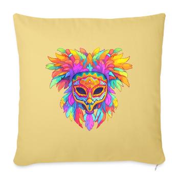 Rainbow Mardi Gras Mask - Throw Pillow Cover 17.5” x 17.5” - washed yellow - Front