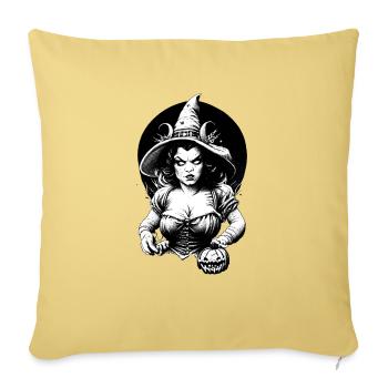 Halloween Witches - Throw Pillow Cover 17.5” x 17.5” - washed yellow - Front