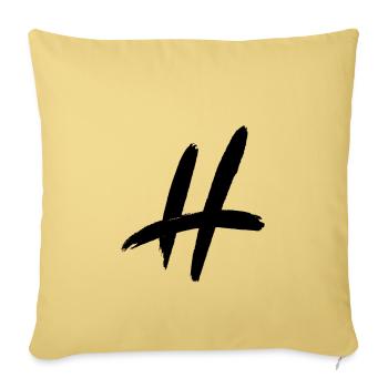 H alphabet letters - Throw Pillow Cover 17.5” x 17.5” - washed yellow - Front