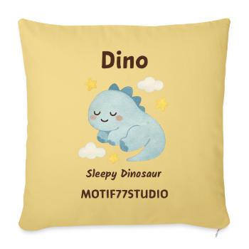Dino Sleepy Dream - Throw Pillow Cover 17.5” x 17.5” - washed yellow - Front