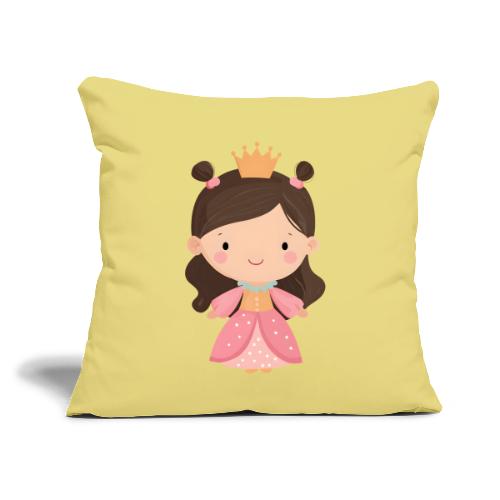 Cute Cartoon Little Princess Standing and Smiling - Throw Pillow Cover 17.5” x 17.5”