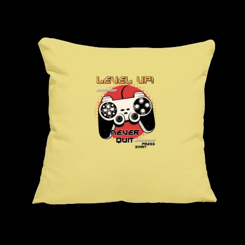 Level Up! Never Quit Gaming - Throw Pillow Cover 17.5” x 17.5”