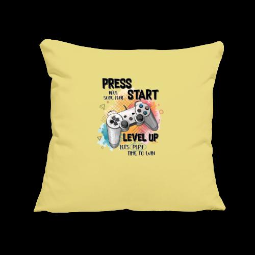 Press Start, Level Up - Throw Pillow Cover 17.5” x 17.5”