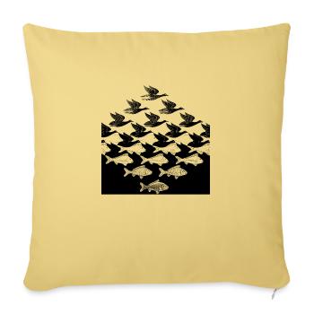 MC Escher Sky and Water I 1938 - Throw Pillow Cover 17.5” x 17.5” - washed yellow - Front