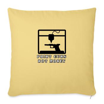 PRINT GUNS NOT MONEY - Throw Pillow Cover 17.5” x 17.5” - washed yellow - Front