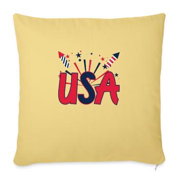4th Of July - Throw Pillow Cover 17.5” x 17.5” - washed yellow - Front