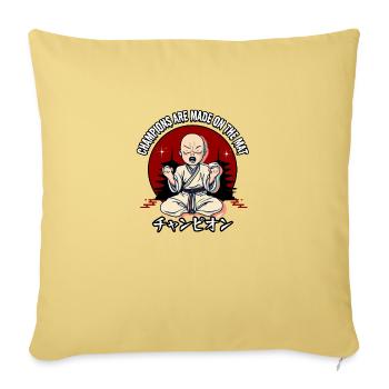 Champions are mad on mat - Throw Pillow Cover 17.5” x 17.5” - washed yellow - Front