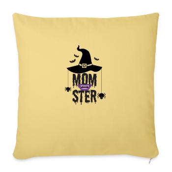 Momster Halloween Print - Throw Pillow Cover 17.5” x 17.5” - washed yellow - Front