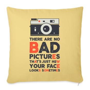 No Bad Pictures - Throw Pillow Cover 17.5” x 17.5” - washed yellow - Front