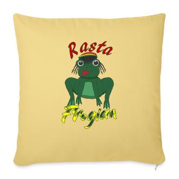 Grenouille rasta avec dreads, texte Rasta Frogian - Housse de coussin décorative - jaune - Devant