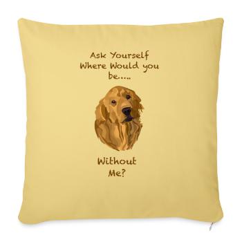 Golden Retriever Hand Drawn Digital Art - Throw Pillow Cover 17.5” x 17.5” - washed yellow - Front