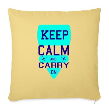 Keep Calm and Carry On - Throw Pillow Cover 17.5” x 17.5” - washed yellow - Front