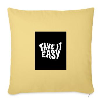 Take It Easy Groovy Typography Tee - Throw Pillow Cover 17.5” x 17.5” - washed yellow - Front