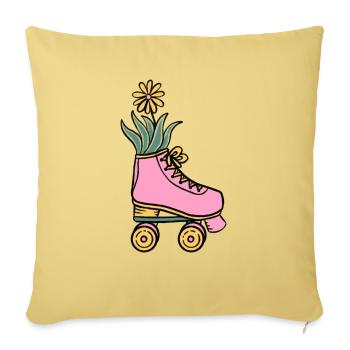 Roller Skate - Throw Pillow Cover 17.5” x 17.5” - washed yellow - Front