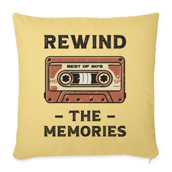 Rewind the memories. Retro cassette design. - Throw Pillow Cover 17.5” x 17.5” - washed yellow - Front