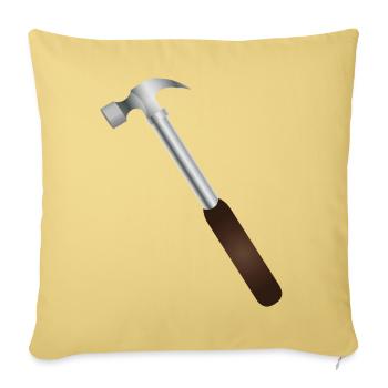 Hammer Carving: Rustic Tool Graphic - Throw Pillow Cover 17.5” x 17.5” - washed yellow - Front