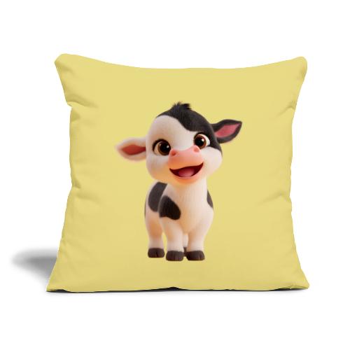 Joyful Cartoon Baby Cow Standing - Throw Pillow Cover 17.5” x 17.5”
