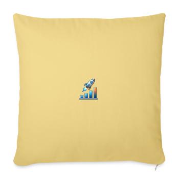 Rocket Launching with Growth Chart Bar - Throw Pillow Cover 17.5” x 17.5” - washed yellow - Front