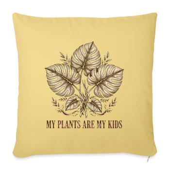 Golden Monstera Plant Lovers Art - Throw Pillow Cover 17.5” x 17.5” - washed yellow - Front
