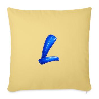 Electric Blue Abstract L Brushstroke - Throw Pillow Cover 17.5” x 17.5” - washed yellow - Front
